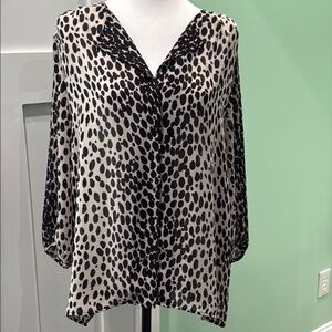 Talbots Black and Tan Boxy Blouse. Size 12